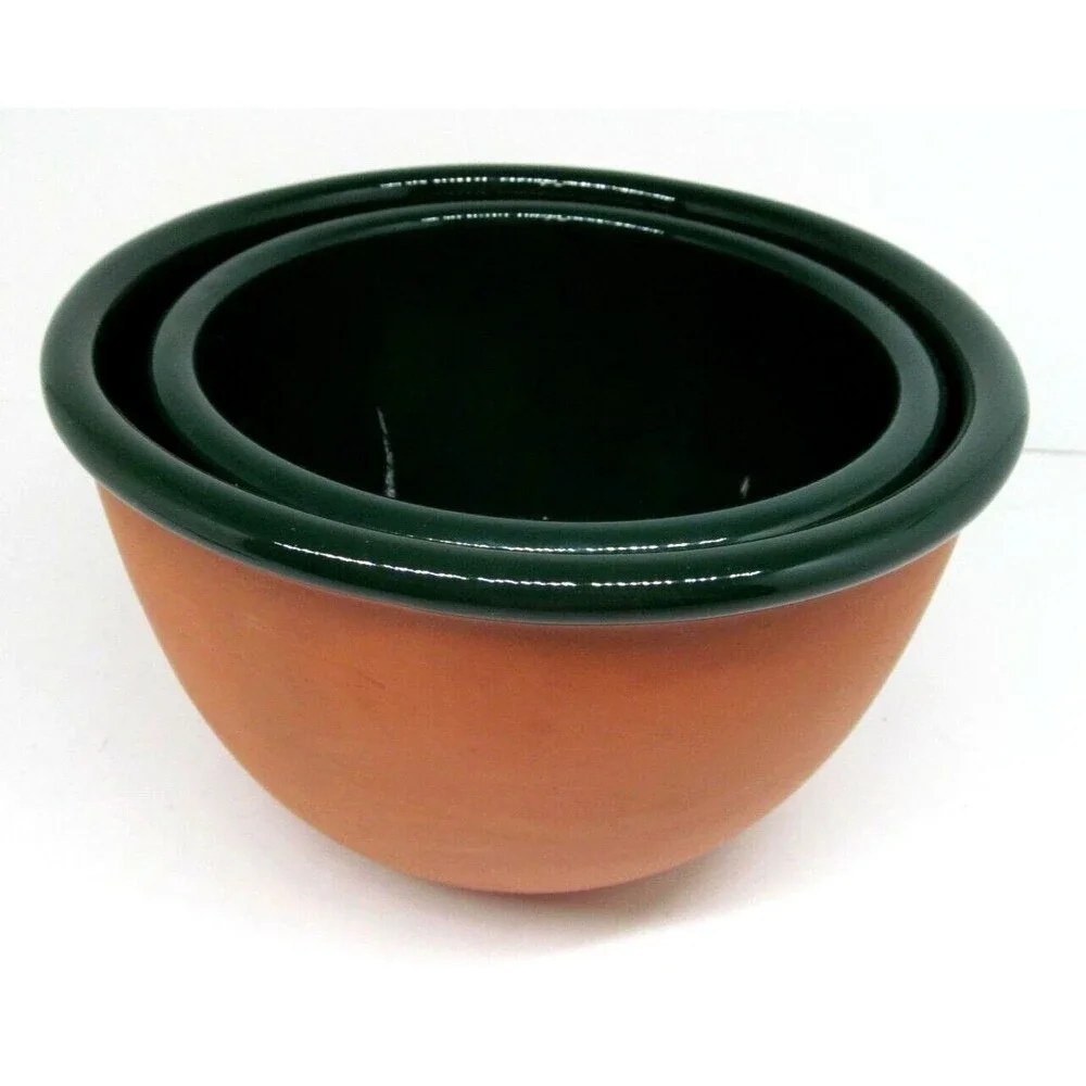 Over And Back Nesting Mixing Bowls Portugal Green & Clay Bundle of 2